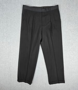 Unbranded Mens 36x30 Black Pleated Tuxedo Pants with Cuffed Hem